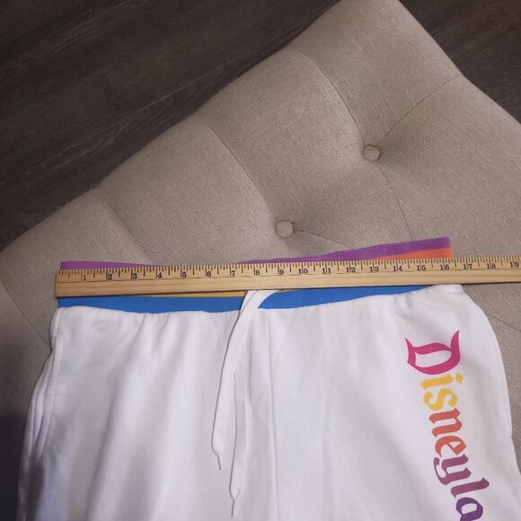 Disney Parks Disneyland Cropped Joggers Sweatpants Womens Large Rainbow Trim - Picture 6 of 10